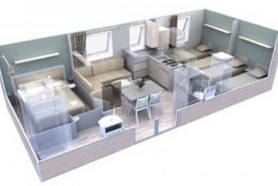 plan du mobil-home EVO 33, 6 personnes - Agrandir l'image 10 sur 10, fenêtre modale